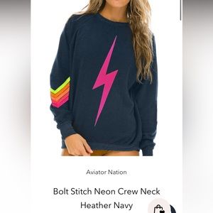 Aviator Nation bolt stitch sweatshirt in heather navy